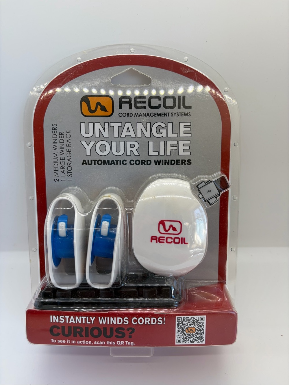 Untangle Your Life Automatic Cord Winders Kit - White & Blue